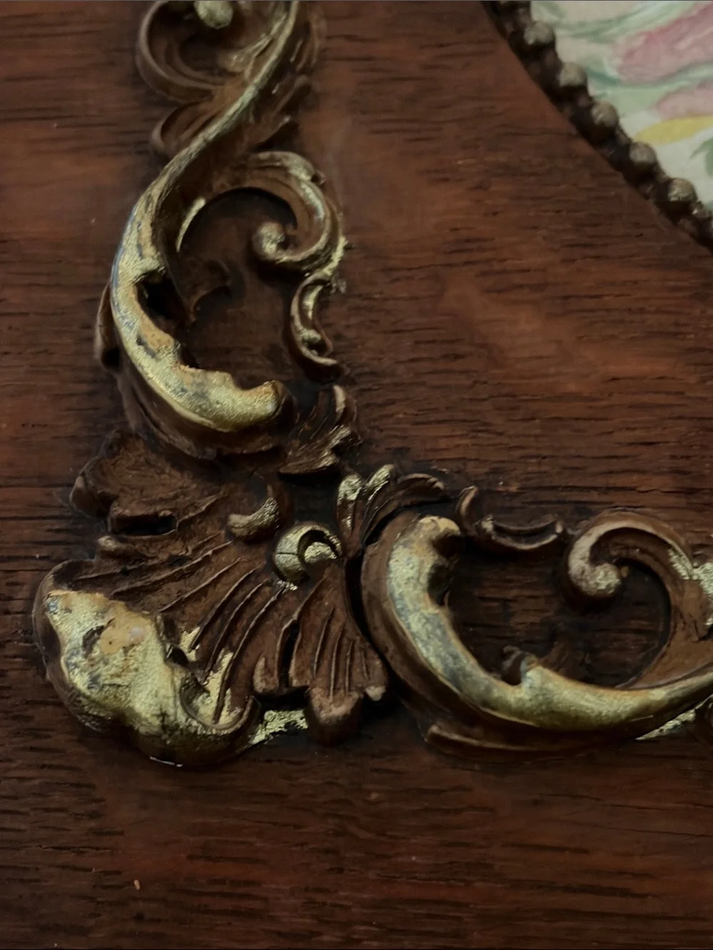 Vintage Floral Rose oil painting with ornate carved wood , signed